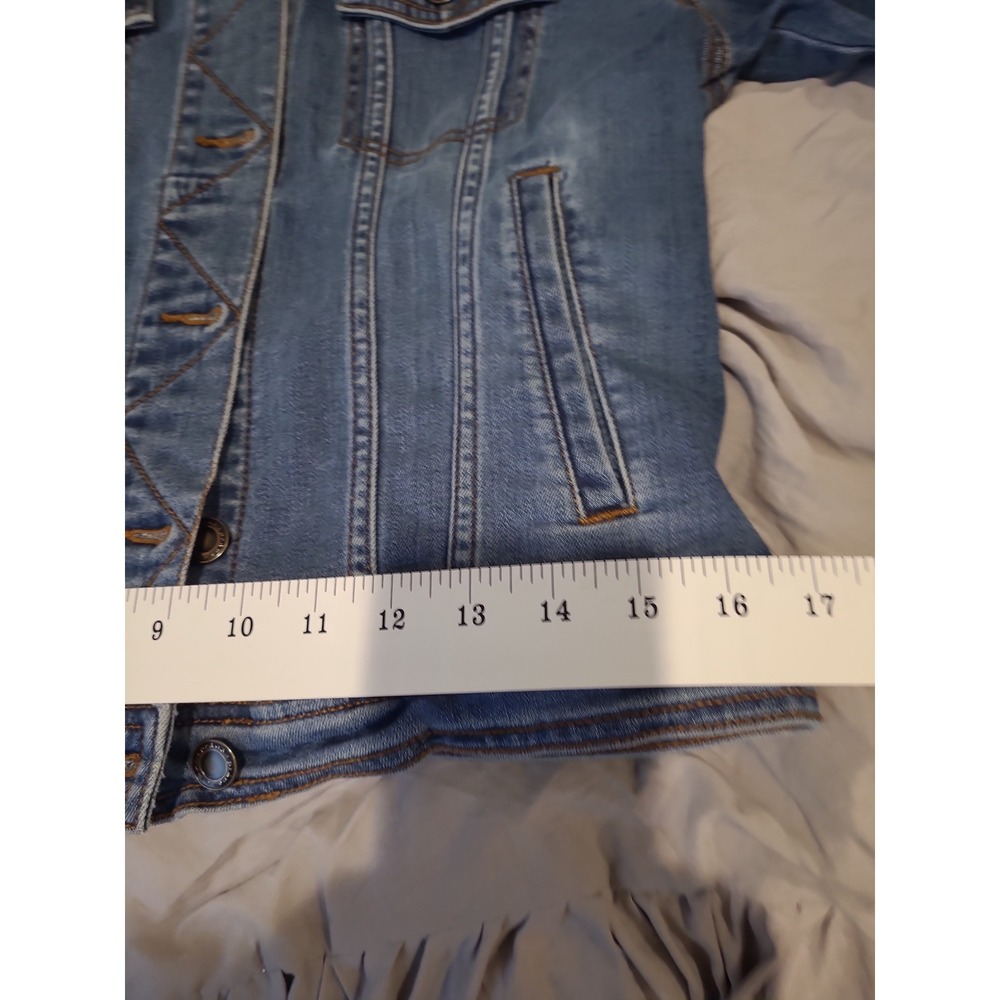 PrAna women SZ S Denim Jean Trucker Jacket casual boho coastal utility country - Picture 10 of 11